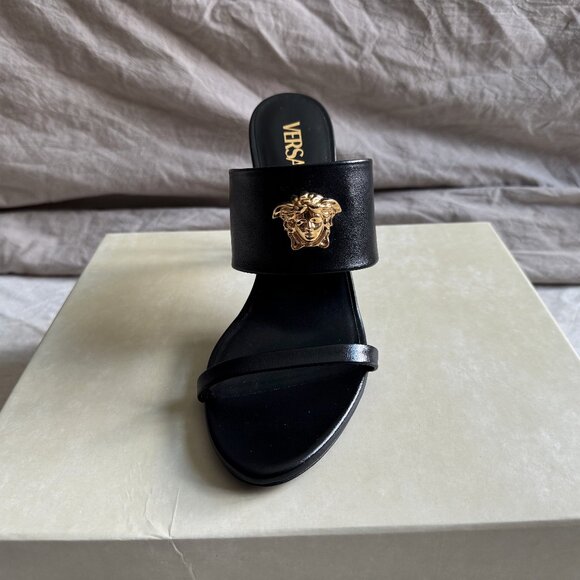 Versace Black Mules with Gold Medusa - Picture 2 of 10